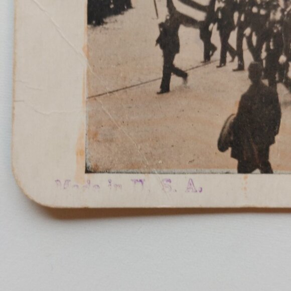 Antique Stereograph Card Battle Flags and Veterans Parade - Picture 2 of 4